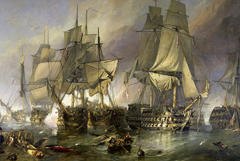 Pintura de la batalla de Trafalgar.