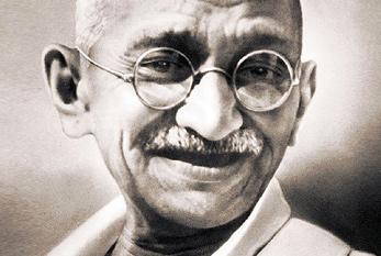 Retrato de Mohandas Gandhi.