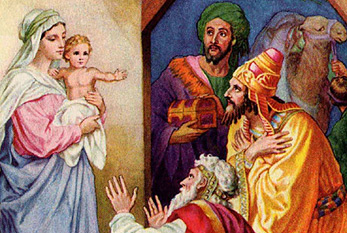 Los Reyes Magos visitan a Jesú Christ.